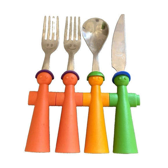 Rivadossi Sandro Other - Rivadossi Trebimbi Kids Flatware 4 Piece Italy Smiley Colorful Y2K Postmodern